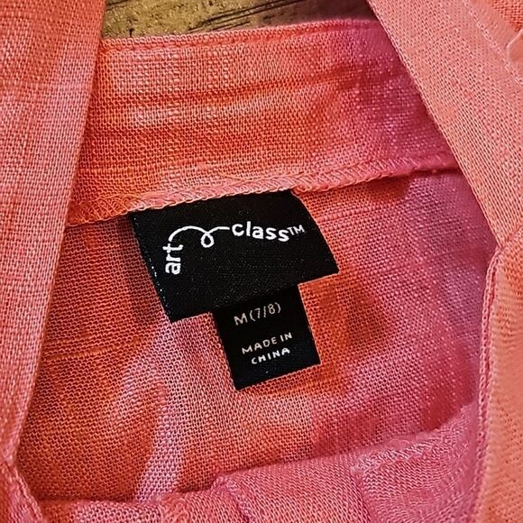 Linen coral jumpsuit romper size M 7/8 - Picture 6 of 10